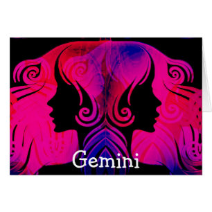 Cartão Gemini Gêmeos Horoscópio Placa de Vazio Zodiosa