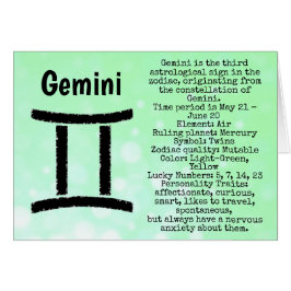 Cartão Gemini - Símbolo de Feliz Aniversário Horoscope Zo