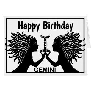 Cartão Gemini Símbolo Feliz Aniversário Horoscópio Zod