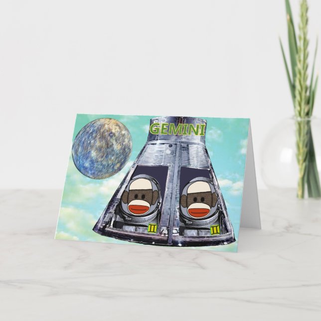 Cartão Gemini Sock Monkeys (Frente)