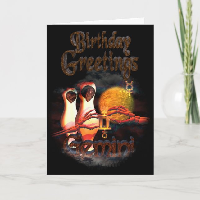 Cartão Gemini Zodiac Birthday Greetings by Valxart (Frente)