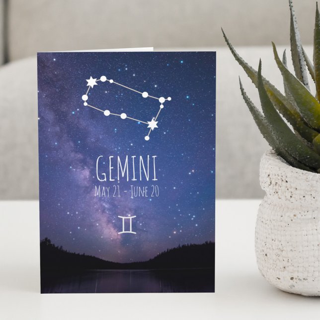 Cartão Gemini Zodiac Constellation | Astrology Card (Criador carregado)