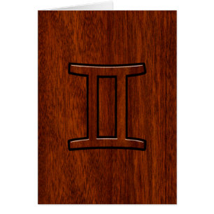 Cartão Gemini Zodiac - Sinal de Mahogany Wood Style