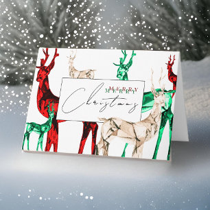 Cartão Gemstone Crystal Reindeer Feliz Feriado de Natal