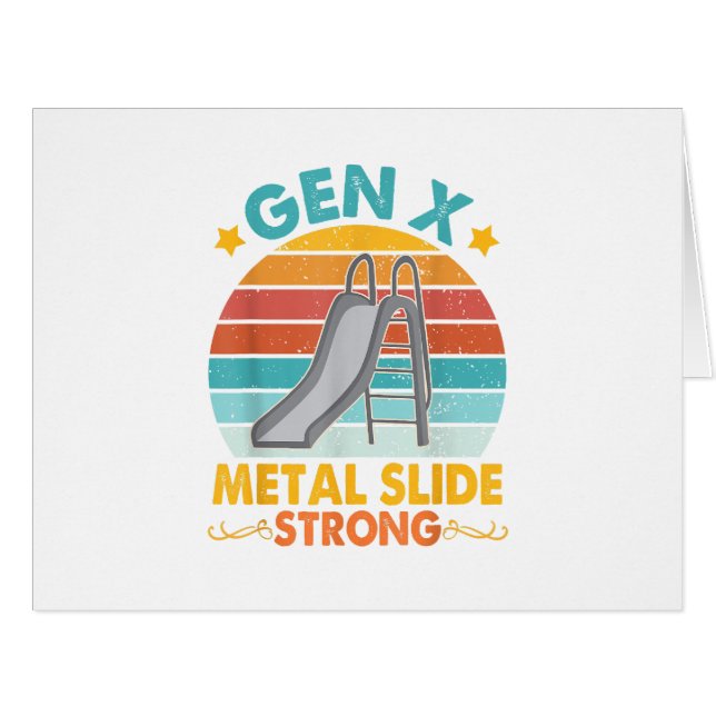 Cartão Gen Funny X Generation Sarcasm Gen X Metal Slide A (Frente horizontal)
