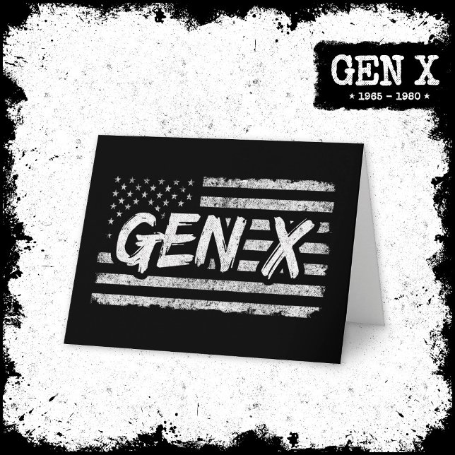 Cartão Gen X Gen Xer Generation X American Flag Gen X (Criador carregado)