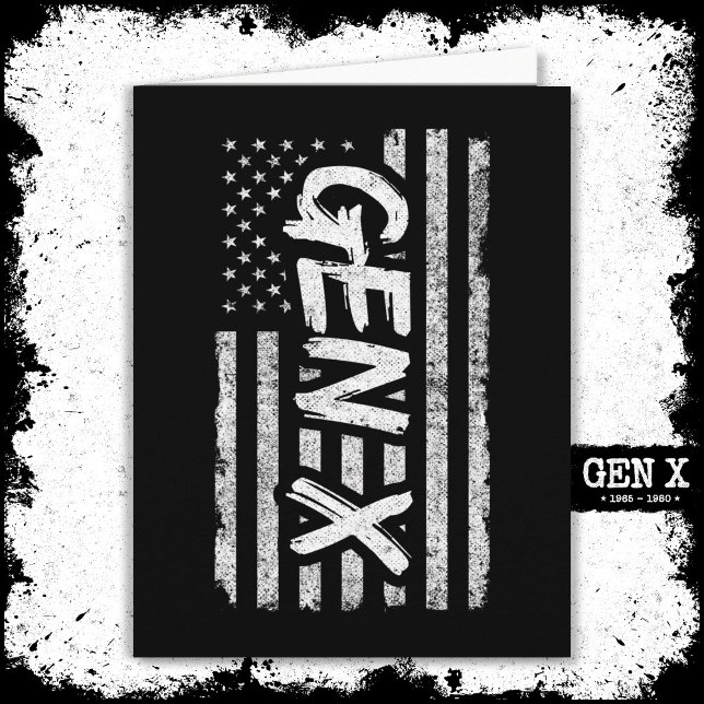 Cartão Gen X Gen Xer Generation X American Flag Gen X (Criador carregado)