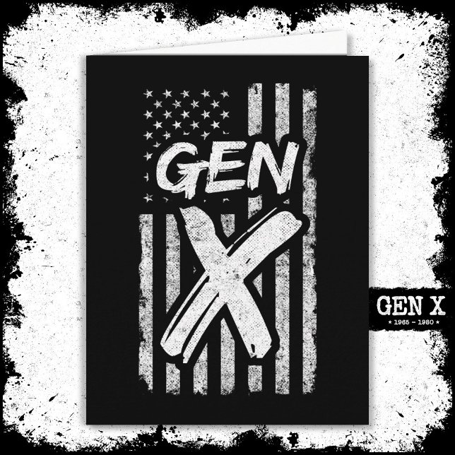Cartão Gen X Gen Xer Generation X American Flag Gen X (Criador carregado)