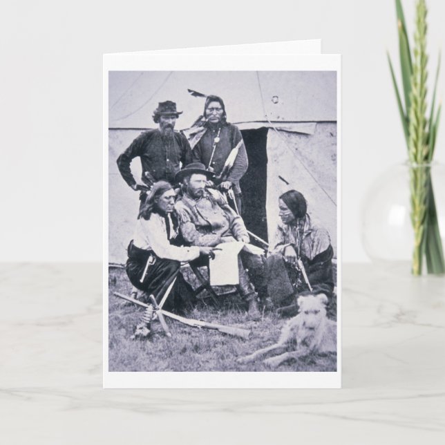 Cartão General George A. Custer (1839-76) with his Indian (Frente)