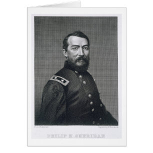 Cartão General Philip Sheridan, gravado a partir de uma f