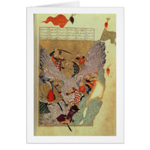 Cartão Genghis Khan (c.1162-1227) que luta os chineses