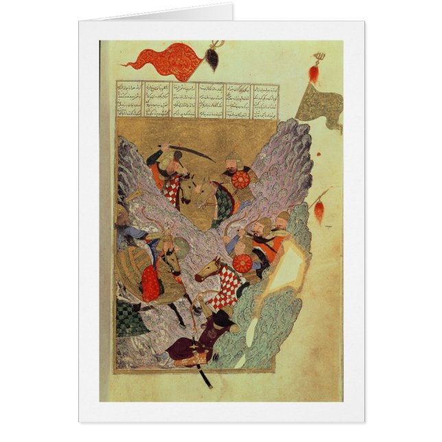 Cartão Genghis Khan (c.1162-1227) que luta os chineses (Frente)