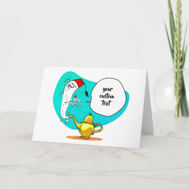 Cartão gênio da lâmpada engraçada (Frente)