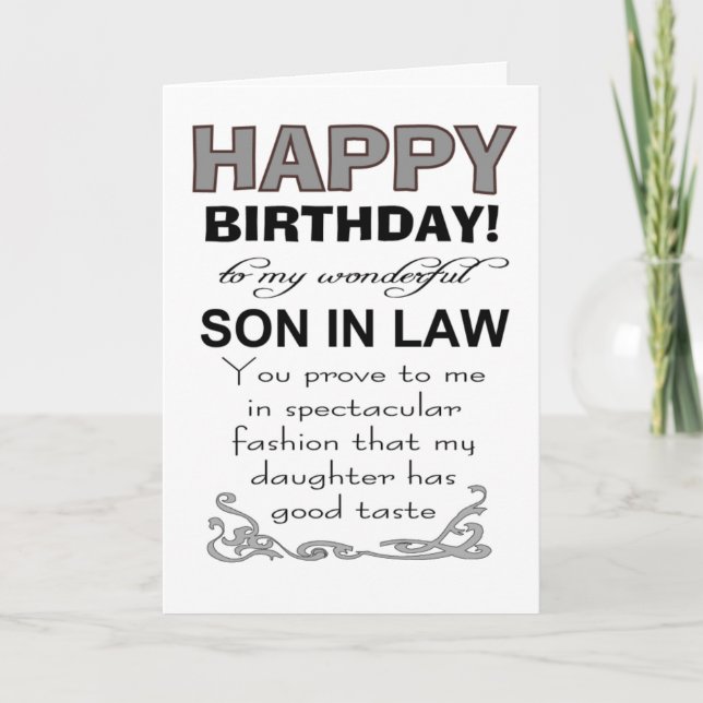 Cartão genro prova gosto da filha aniversário (Frente)