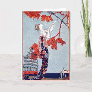 Cartão George Barbier "L'Oiseau Volage" 1914