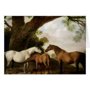 Cartão George Stubbs duas éguas de Shafto e um potro,