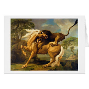 Cartão George Stubbs um leão que ataca um cavalo,