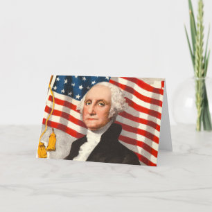 Cartão George Washington Patriotic U.S Flag 4 de julho