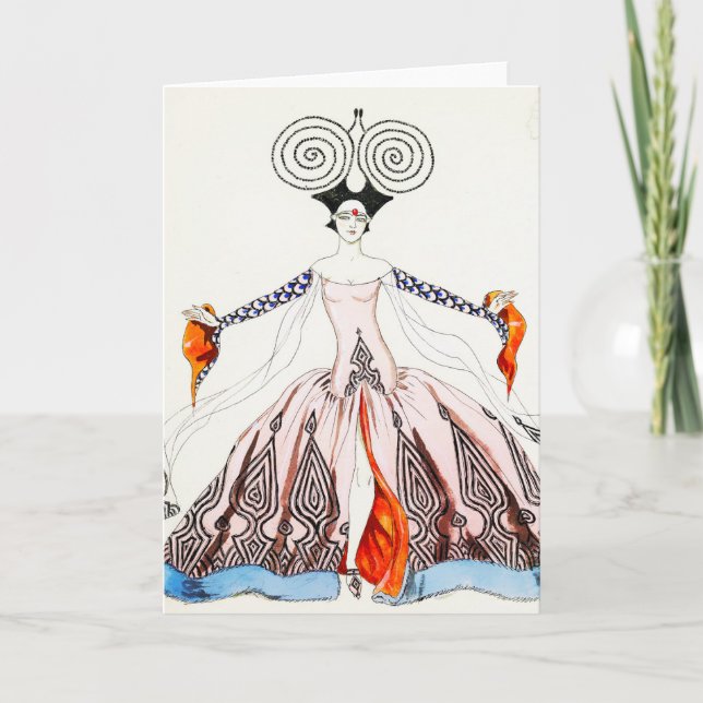 Cartão Georges Barbier Art Deco Fashion Greeting Card (Frente)