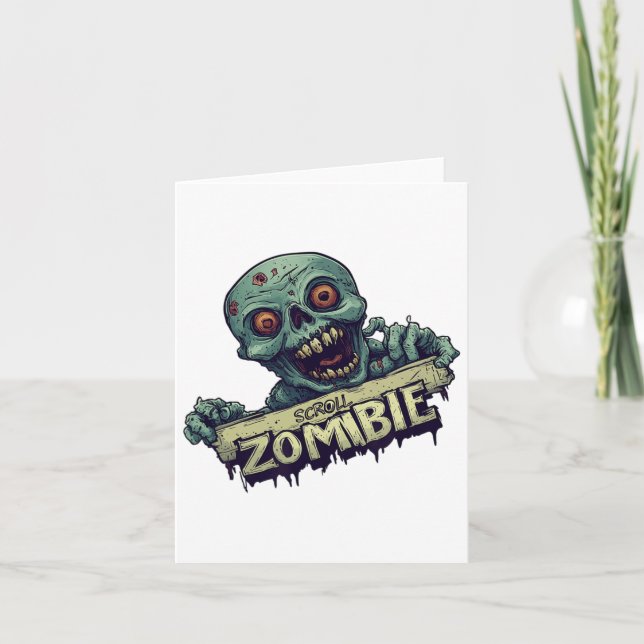 Cartão Geração De Halloween Com O Costume De Scroll Zombi (Frente)