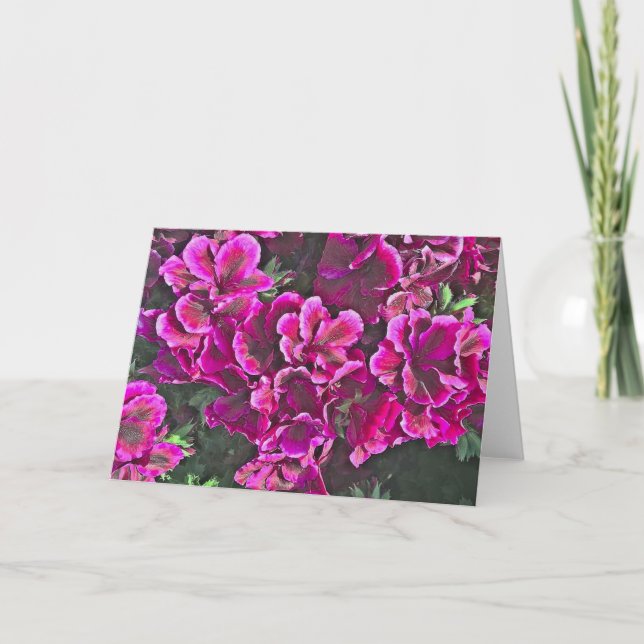 Cartão Gerânios Rosa Escuro (Frente)