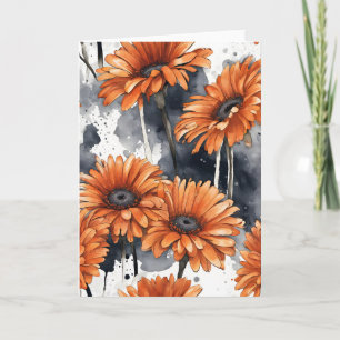 Cartão Gérbera Dália - Flores de aquarela