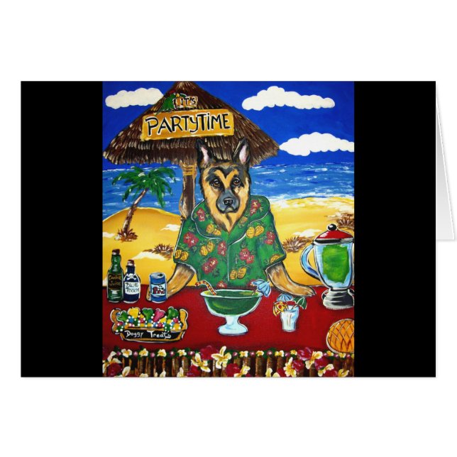 Cartão German shepherd Bartender (Frente Horizontal)