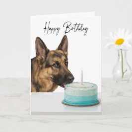 Cartão German Shepherd Birthday Cake Inspector