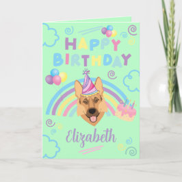Cartão German Shepherd Birthday Card in Green
