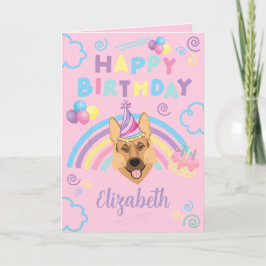 Cartão German Shepherd Birthday Card in Pink