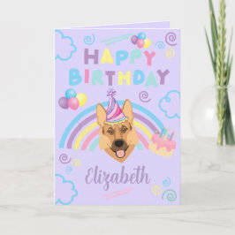 Cartão German Shepherd Birthday Card in Purple