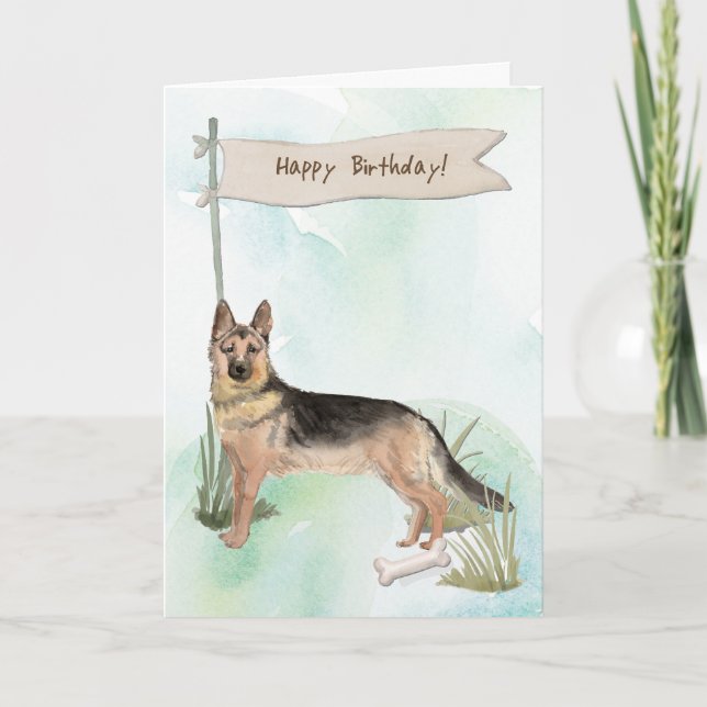 Cartão German shepherd Cachorro Sob Sinal De Aniversário (Frente)