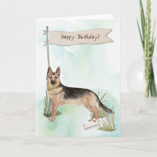 Cartão German shepherd Cachorro Sob Sinal De Aniversário