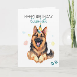 Cartão German shepherd Cão Personalizado Feliz Aniversári