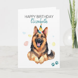 Cartão German shepherd Cão Personalizado Feliz Aniversári