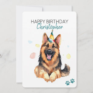 Cartão German shepherd Cão Personalizado Feliz Aniversári
