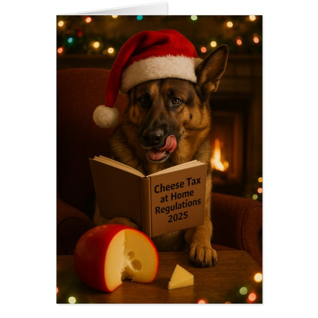 Cartão German Shepherd 'Cheese Tax' Christmas card (Frente)