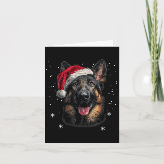 Cartão German Shepherd Christmas Funny Santa Hat Dog Xmas (Frente)