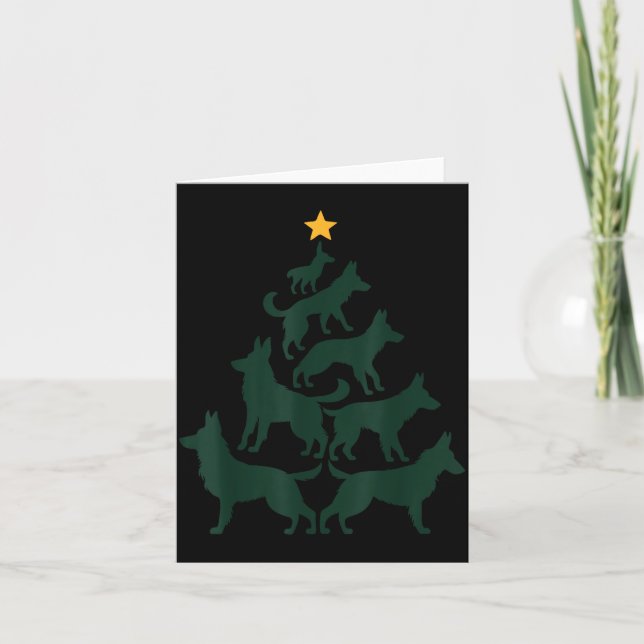 Cartão German Shepherd Christmas Tree Funny Gsd Dog Mom D (Frente)
