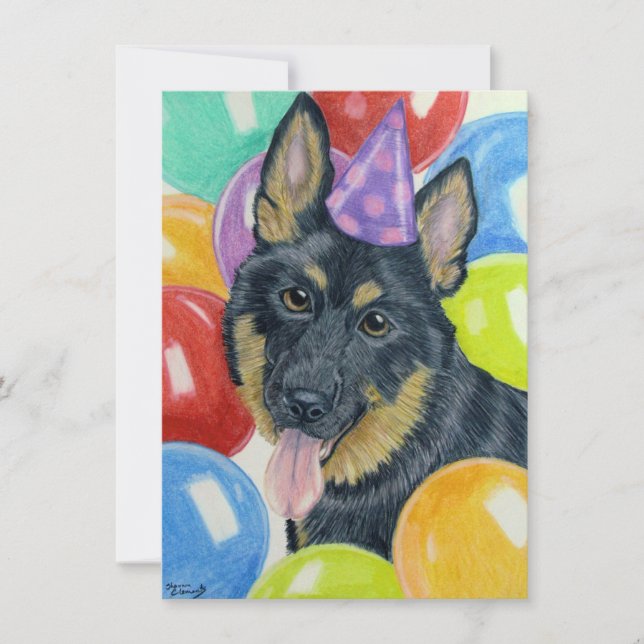 Cartão German shepherd de aniversário (Frente)