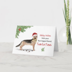 Cartão German shepherd de Natal do Cachorro em Papais noe