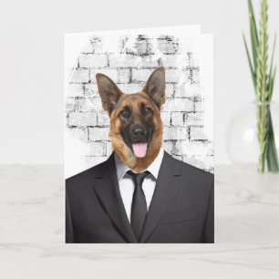 Cartão german shepherd de roupa para aniversário