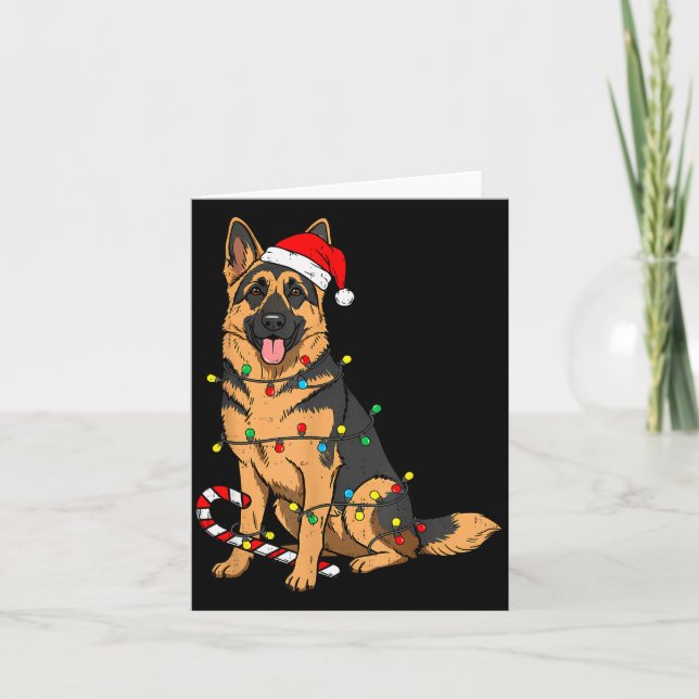 Cartão German Shepherd Dog Christmas Lights Xmas Pet Dog  (Frente)