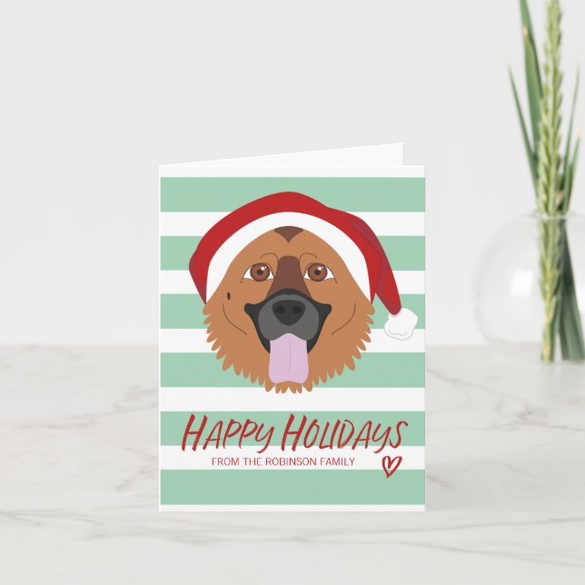 Cartão German Shepherd Dog Happy Holiday Christmas (Frente)