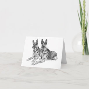 Cartão German Shepherd Dogs Drawing by Kelli Swan