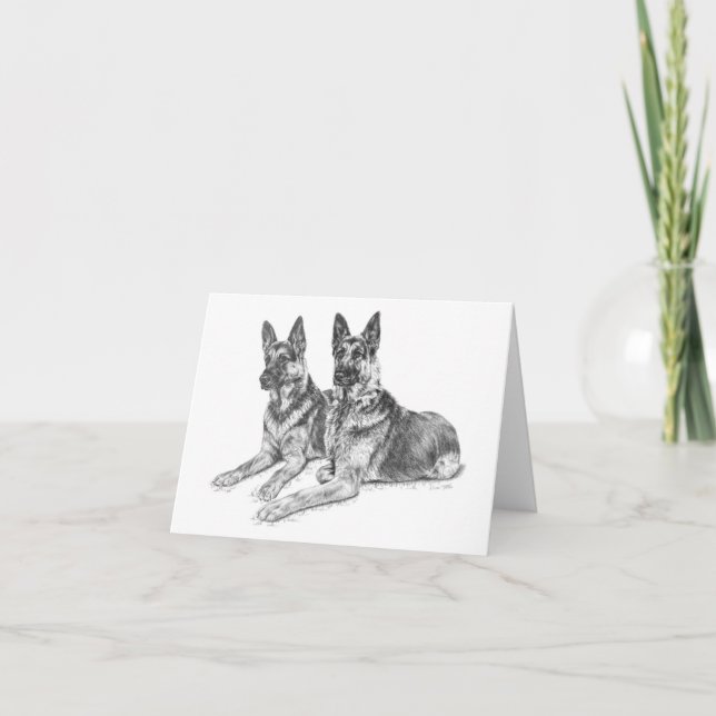 Cartão German Shepherd Dogs Drawing by Kelli Swan (Frente)