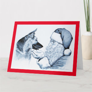 Cartão German shepherd e Papai Noel