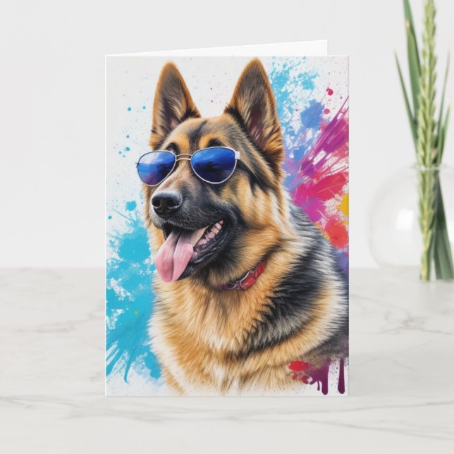 Cartão German shepherd legal Vestindo óculos escuros Arte (Frente)