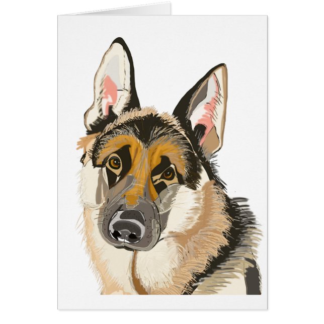 Cartão German shepherd lindo, desenho do cão de Alsation (Frente)