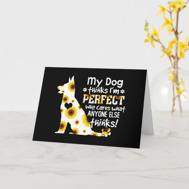 Cartão German shepherd Meu Cachorro pensa que eu sou uma  (Flor Amarela)